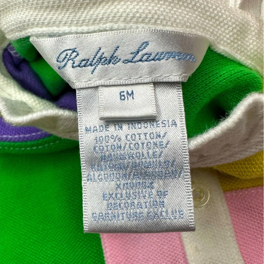 Ralph Lauren Patchwork Color Block Dress w/ Ruffle Lace Trim - Size 6M